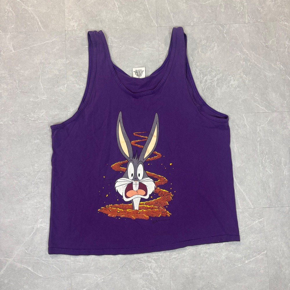 Vintage 90s SSI Bugs Bunny Looney Tunes Tank Top Purple Mens XL Made in USA